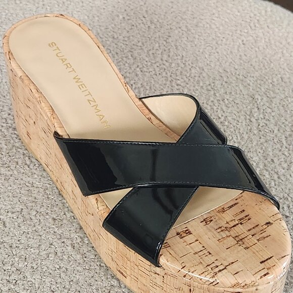Stuart Weitzman Black Wedge Sandals - Picture 2 of 15